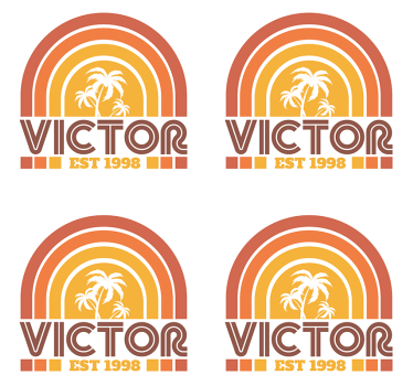 Retro Sunset and Palms with name  70s coaster set - TenStickers