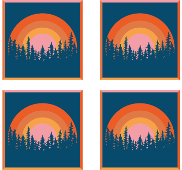 Vintage Sun and trees 70s coaster set - TenStickers