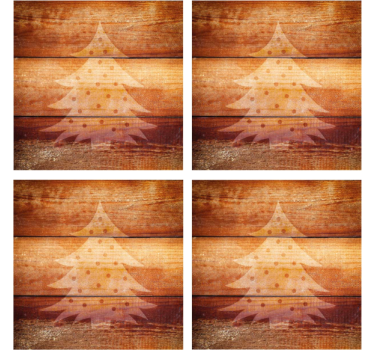Christmas tree on wooden texture xmas coasters - TenStickers