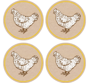 Vintage coasters with charming chicken design - TenStickers