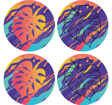 Colorful leaf patterns coasters - TenStickers