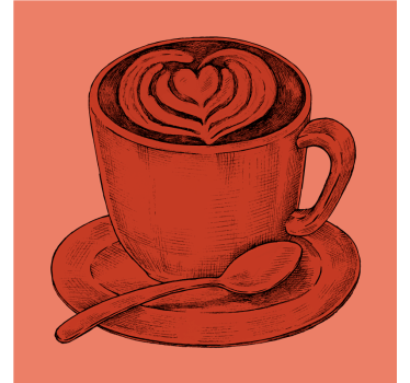 Vintage coasters heart design coffee cup - TenStickers
