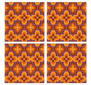 Groovy  flower pattern vintage coasters - TenStickers