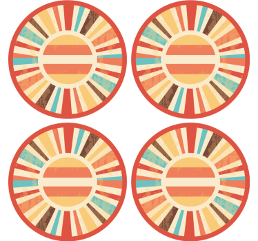 Colorful retro sun rays colors vintage coasters - TenStickers
