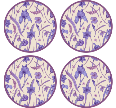 Floral purple pattern coasters - TenStickers