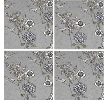 Grey vintage twigs with birds retro coasters - TenStickers