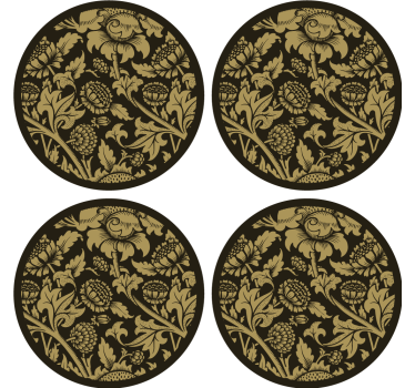 Vintage coasters floral gold design - TenStickers