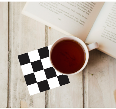 Black and white checkered texture effect coaster - TenStickers