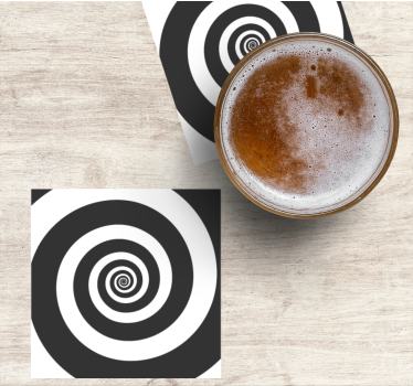 Black and white hypnotical retro spiral retro coasters - TenStickers