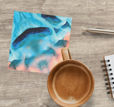 Blue marble paper texture effect coaster - TenStickers