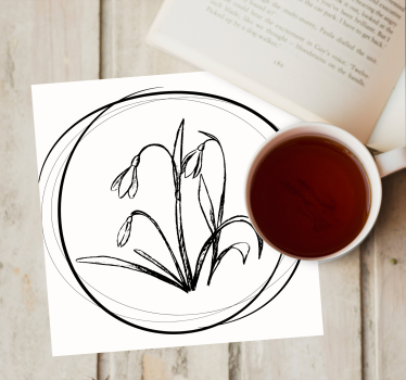 Coasters elegant floral sketch - TenStickers