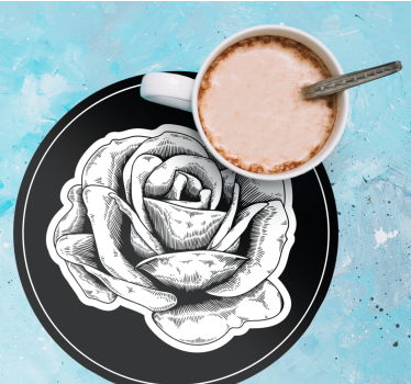 Coasters intricate black rose design - TenStickers