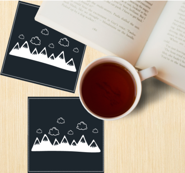 Coasters mountain silhouette with clouds - TenStickers