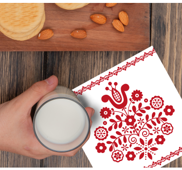 Floral folk motif coasters - TenStickers