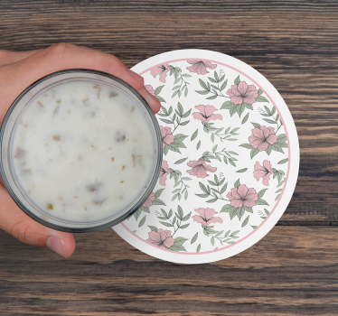 Floral pattern round coasters - TenStickers