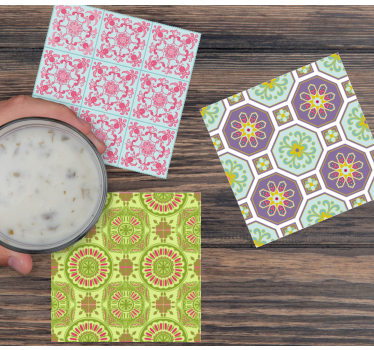 Vibrant textured squares coasters - TenStickers