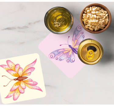Vintage butterflies retro coasters - TenStickers