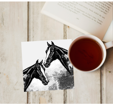 Vintage coasters double horse heads - TenStickers