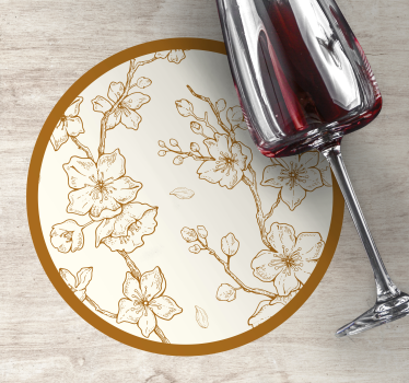 Vintage coasters floral engraved wood design - TenStickers