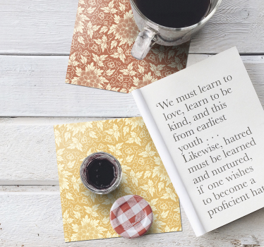 Vintage coasters floral patterned square tiles - TenStickers