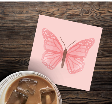 Vintage coasters pink butterfly illustration - TenStickers