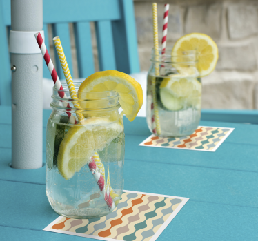 Wavy multicolour pattern vintage coasters - TenStickers