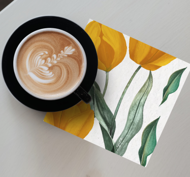 Yellow tulip patterned coasters - TenStickers