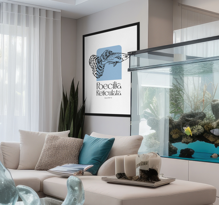Minimalist guppy fish wall poster - TenStickers
