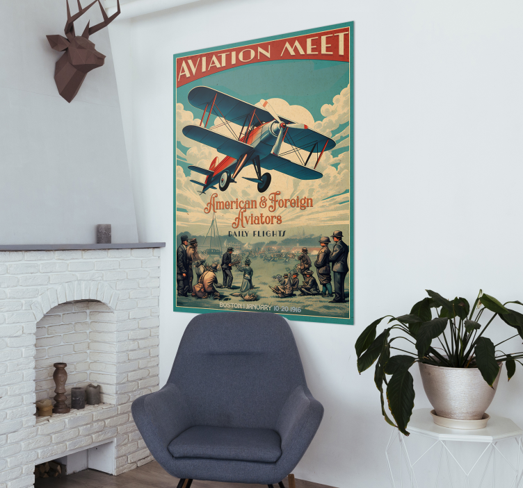 Aviation meet vintage poster wall - TenStickers