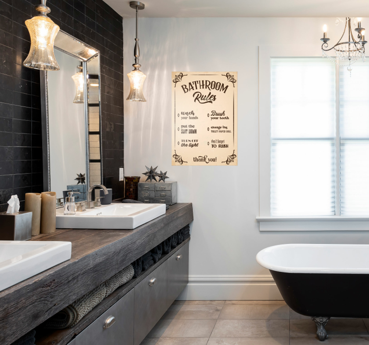 Bathroom rules vintage poster - TenStickers