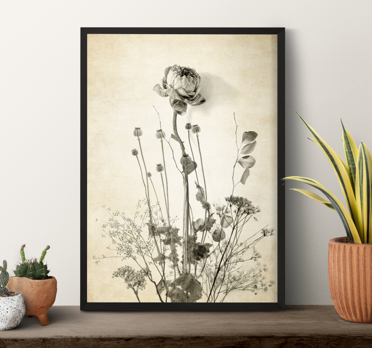 Bouquet of flowers on beige background poster - TenStickers