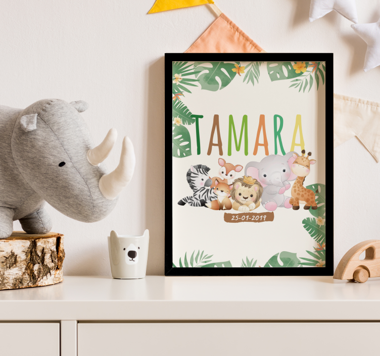 Jungle Animals Personalised Nursery Poster - TenStickers