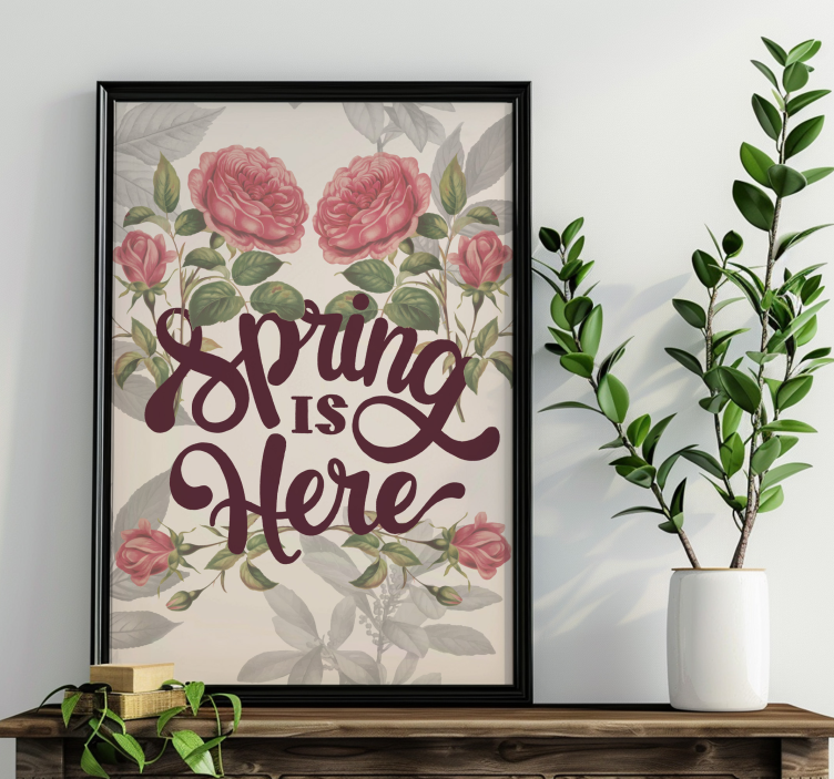 Spring is here text with flower poster - TenStickers