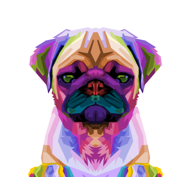 Living room poster pop art pug - TenStickers