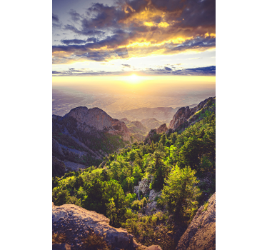 Living room poster sunrise on the mountain - TenStickers