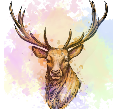 Living room poster paint splash stag print - TenStickers