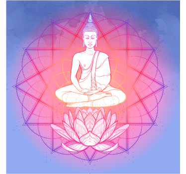 Living room poster mandala buddha meditating art - TenStickers