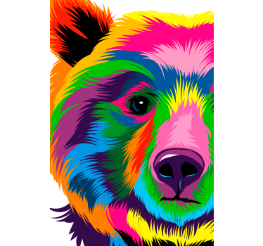 Living room poster colorful bear art print - TenStickers
