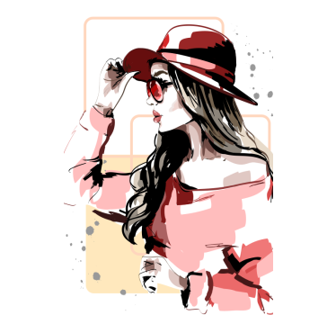 Living room poster elegant ladies with hats - TenStickers