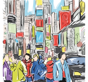 Living room poster modern new york figures - TenStickers