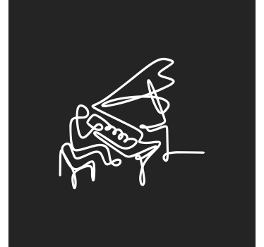 Living room poster pianist lineart cute design - TenStickers
