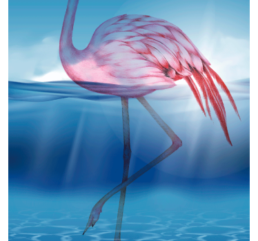 Living room poster of underwater flamingo design - TenStickers