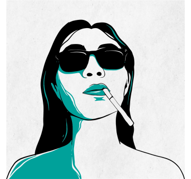 Living room poster of a woman smoking face - TenStickers