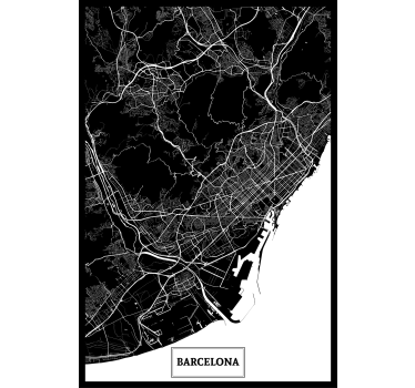 Living room poster topographic map of barcelona - TenStickers