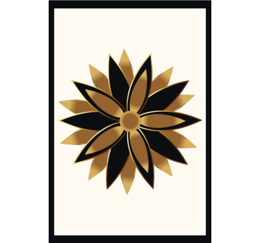 Living room poster golden flowers artwork - TenStickers