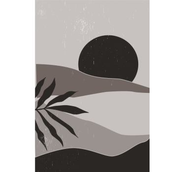 Living room poster black and white desert sunset - TenStickers