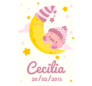 Nursery poster baby with name and birth date - TenStickers