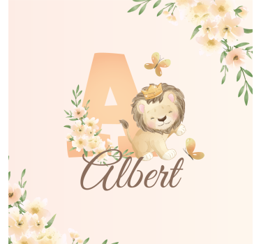 Nursery poster of cute animals lioness with name - TenStickers