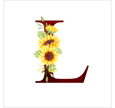 Flower poster with customizable initial sunflower - TenStickers