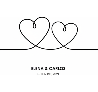Customisable poster single line heart - TenStickers
